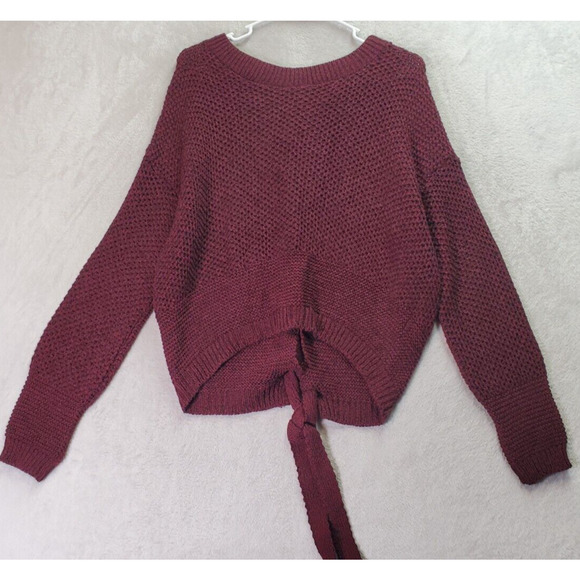 Express Sweater Womens XS Multi 100% Acrylic Long Raglan Sleeve Back Lace Up Tie - Picture 1 of 10